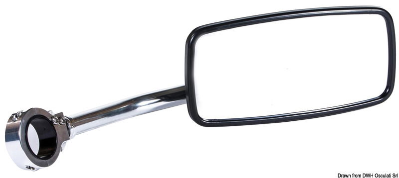 Specchietto di grandi dimensioni per vedere perfettamente lo sciatore, con staffa in alluminio e sgancio rapido senza attrezzi. Montaggio su tutti i tubi da Ø 41 a 64 mm.