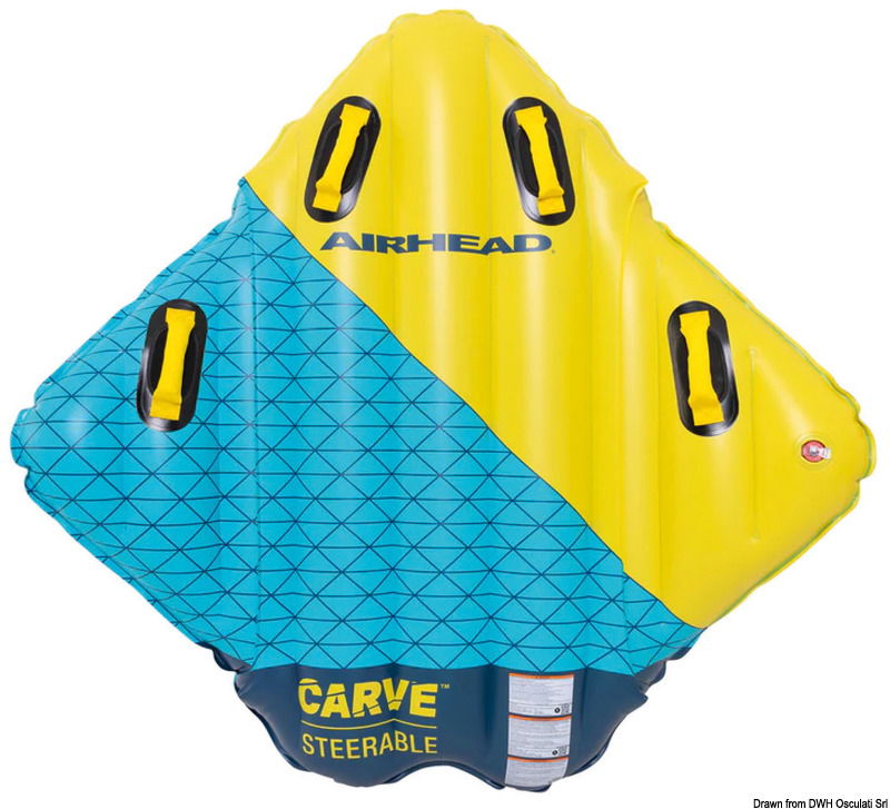 Tubone acrobatico ideale per slalom e salti sulle onde. La forma a diamante ed il fondo speciale riducono il trascinamento e migliorano la manovrabilità per una guida fluida e pulita. Il punto di traino Kwik-Connect offre un fissaggio a prova di bomba, in modo che possiate agganciarvi alla vostra barca e partire in un attimo. Fabbricato in PVC con cuciture elettrosaldate, maniglie imbottite di schiuma ed avvolte in speciale neoprene e valvola brevettata per gonfiaggio/sgonfiaggio rapido.