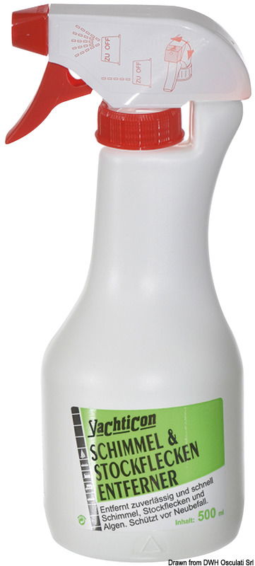 Spruzzato su vetroresina, tessuti vinilici (cuscini), vele in dacron ed ogni altro tessuto, rimuove macchie di ruggine e muffa. Rimuove gli odori. Il prodotto deve essere spruzzato, lasciato agire e solo risciacquato.Confezione da 500 ml.