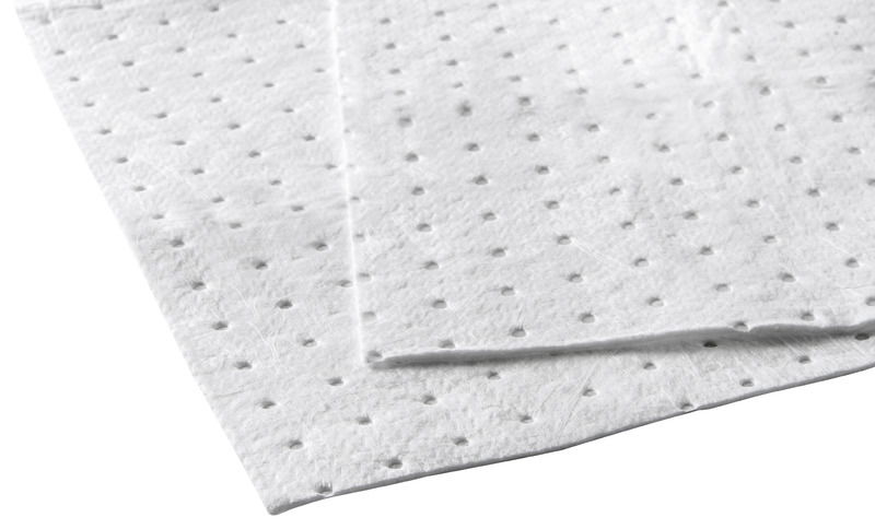 Panni assorbenti idrorepellenti, specifici per olio e carburante. Non sgocciolano ed assorbono rapidamente. Di colore bianco, resistono a strappi ed usura e rimangono compatti anche se completamente saturi.