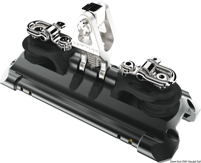 Mainsheet car 1 w/upstand and control line sheaves w/becket