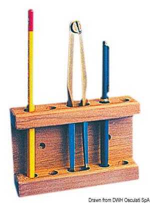 Teak pencils/compass holder 115x25x75 mm
