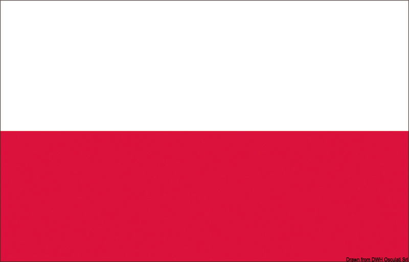 In stamina di poliestere, stampata a tinte indelebili.