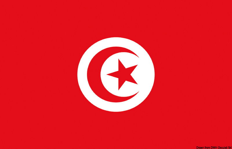 In stamina di poliestere, stampata a tinte indelebili.