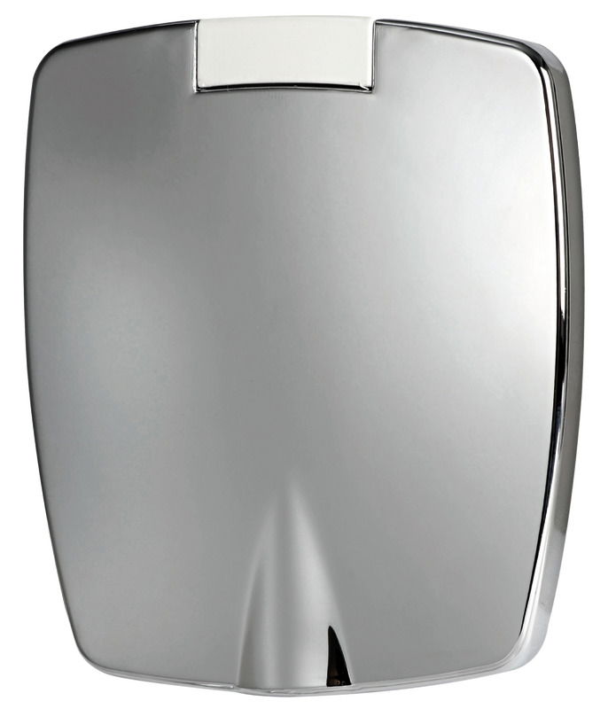 Doccia in ottone cromato, vano di alloggiamento bianco in ASA UV resistente.